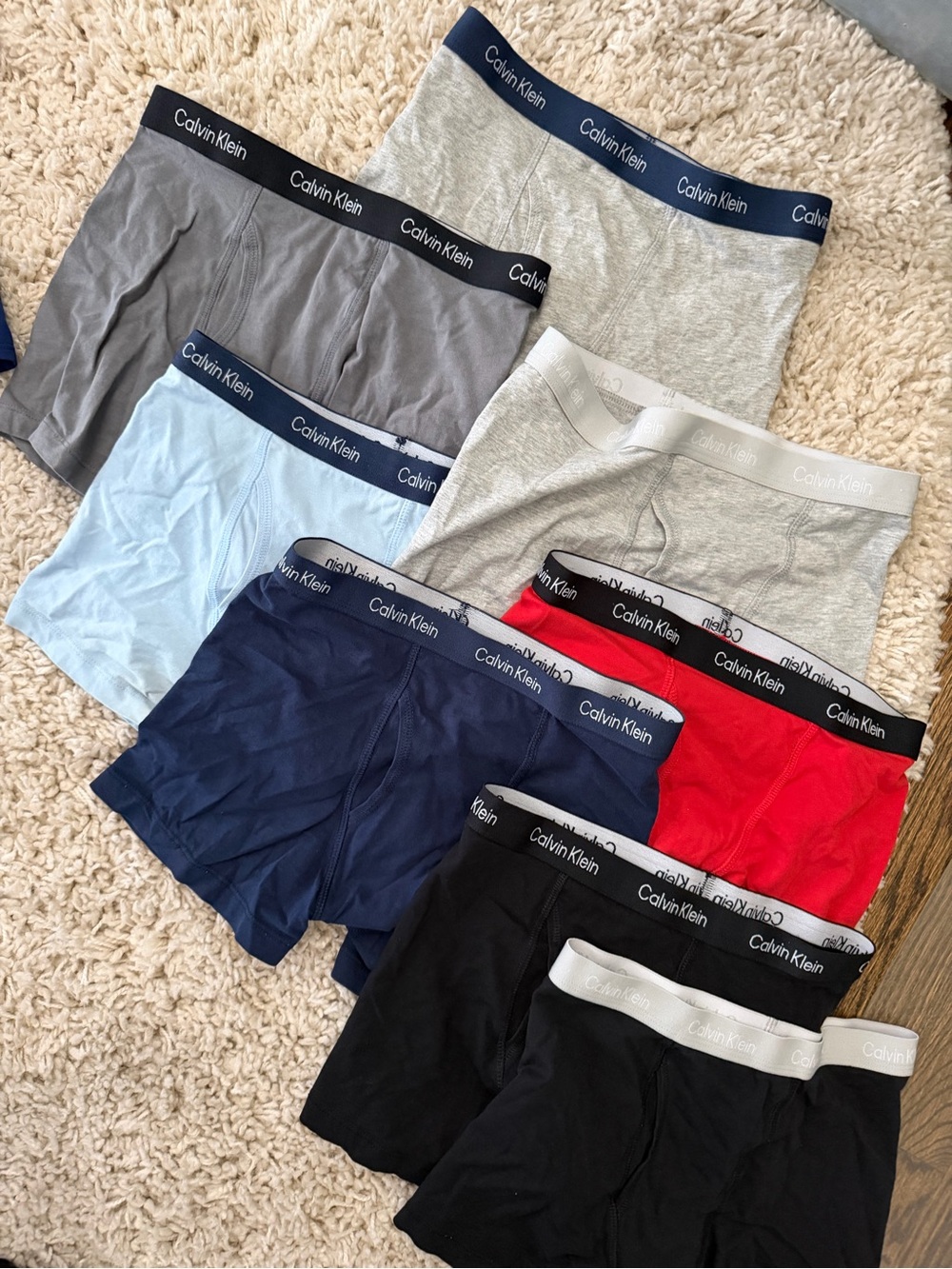 Calvin Klein Boys M 8/10 underwear-8 Pack - Navy, Black, Gray, Red, Light Blue